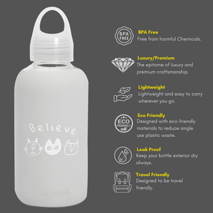 Glass water bottle - Ice Grey