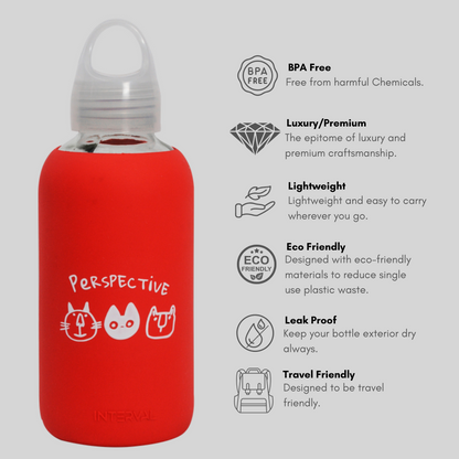 Glass water bottle - Blasting Red