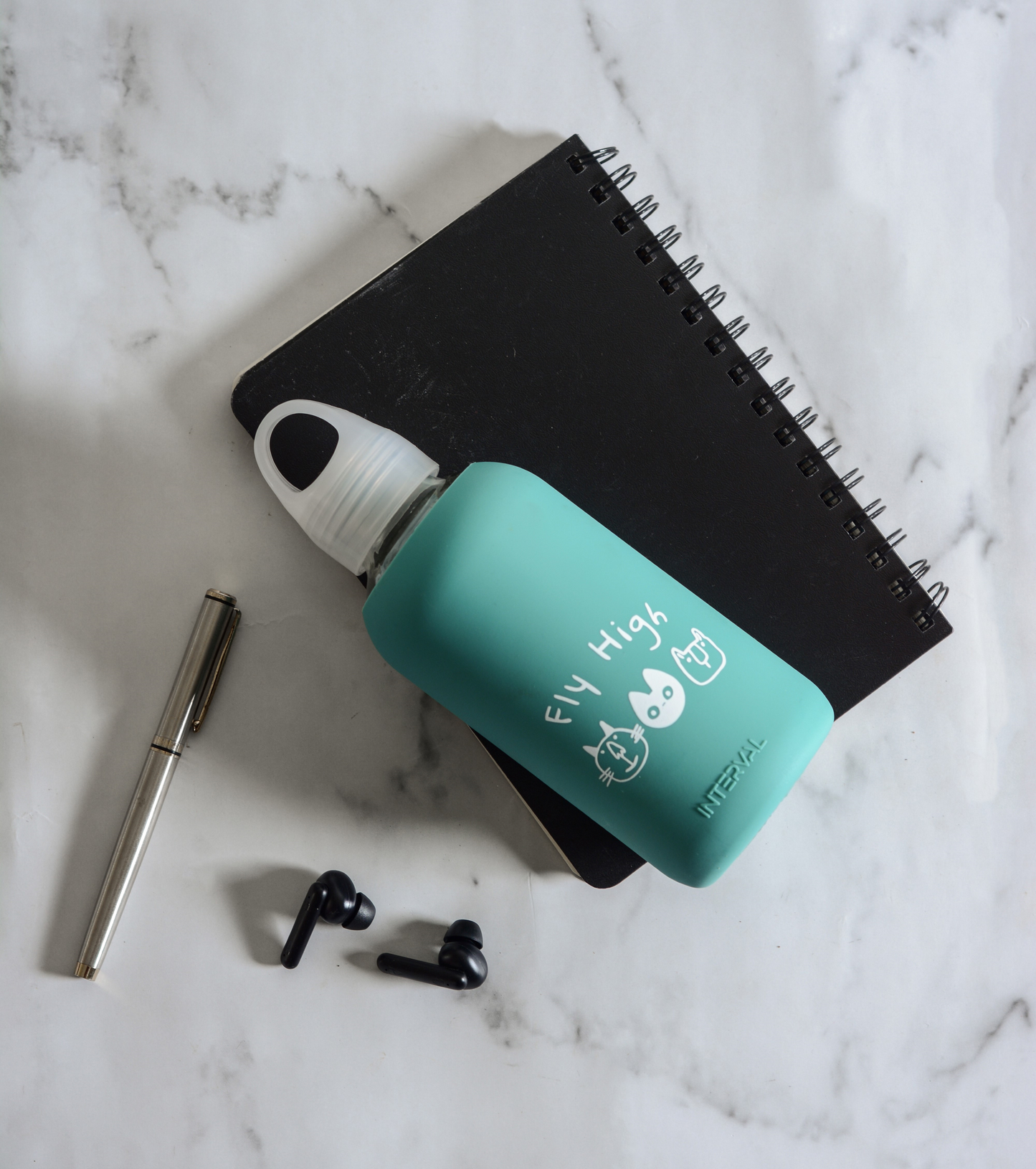 Glass water bottle - Turquoise Blue