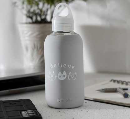 Glass water bottle - Ice Grey