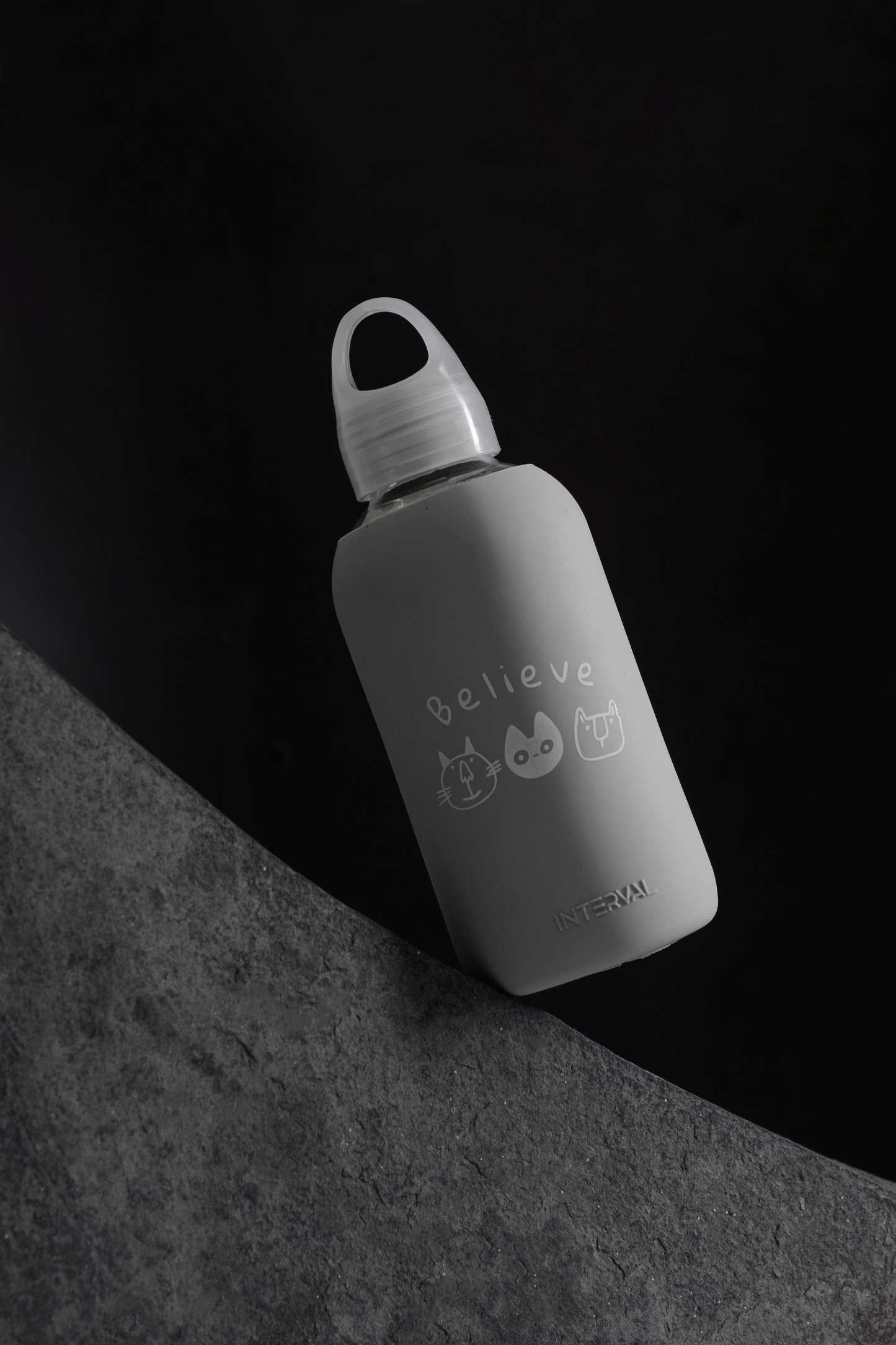 Glass water bottle - Ice Grey