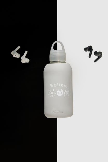 Glass water bottle - Ice Grey