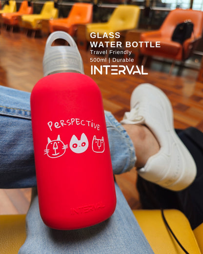 Glass water bottle - Blasting Red