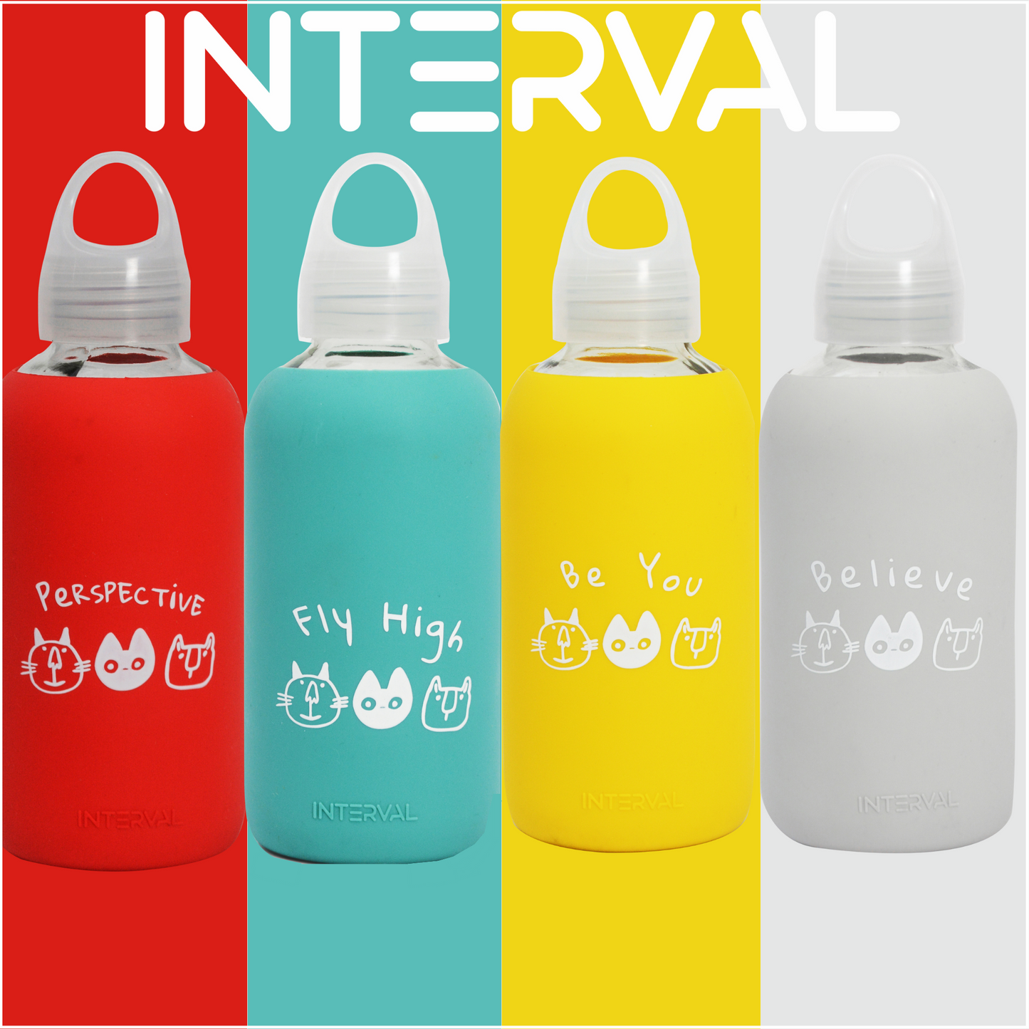 Glass water bottle - Ice Grey