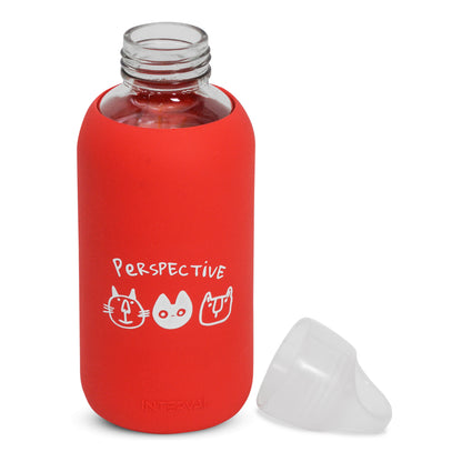 Glass water bottle - Blasting Red